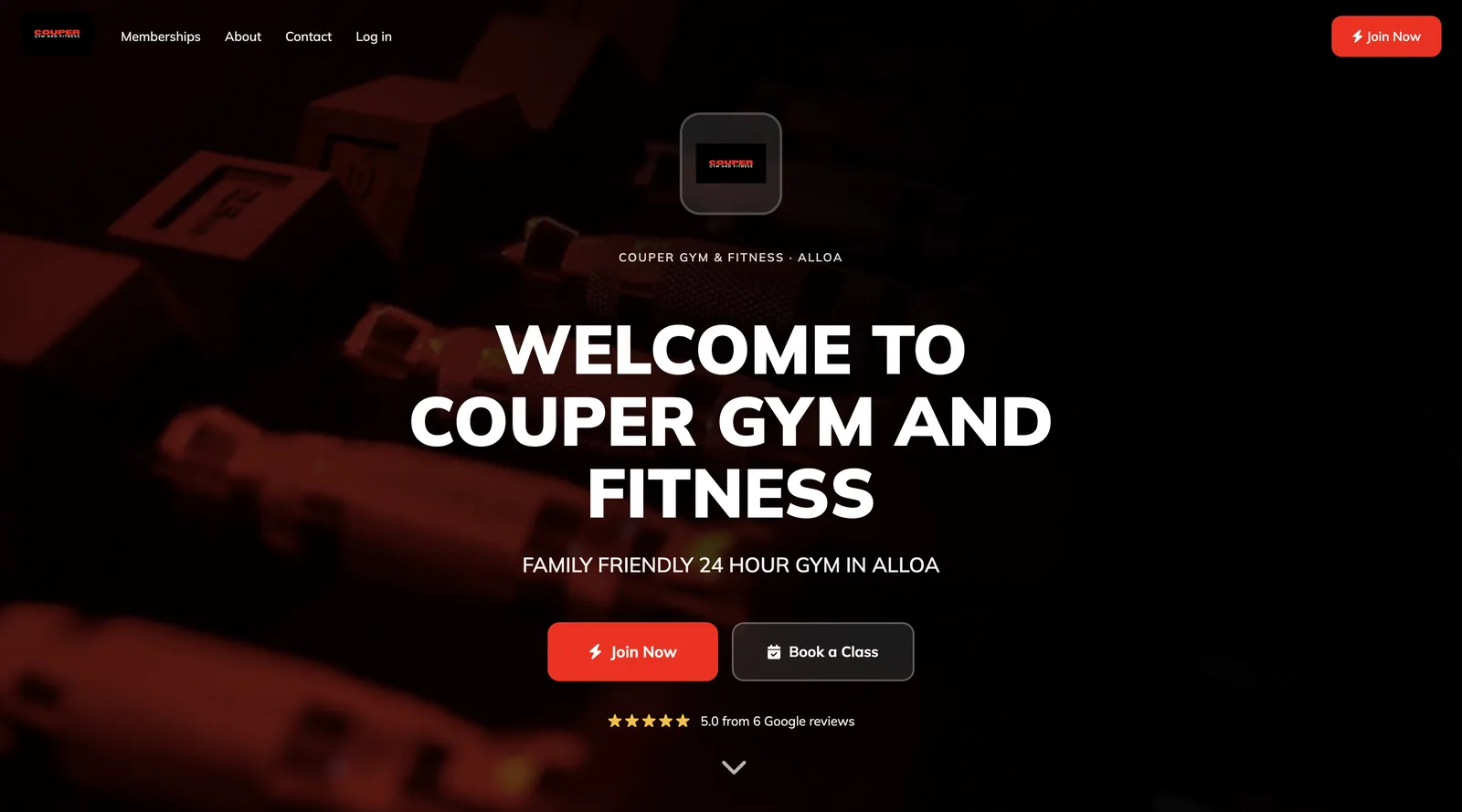 Couper Gym & Fitness website, built free on ClubRight