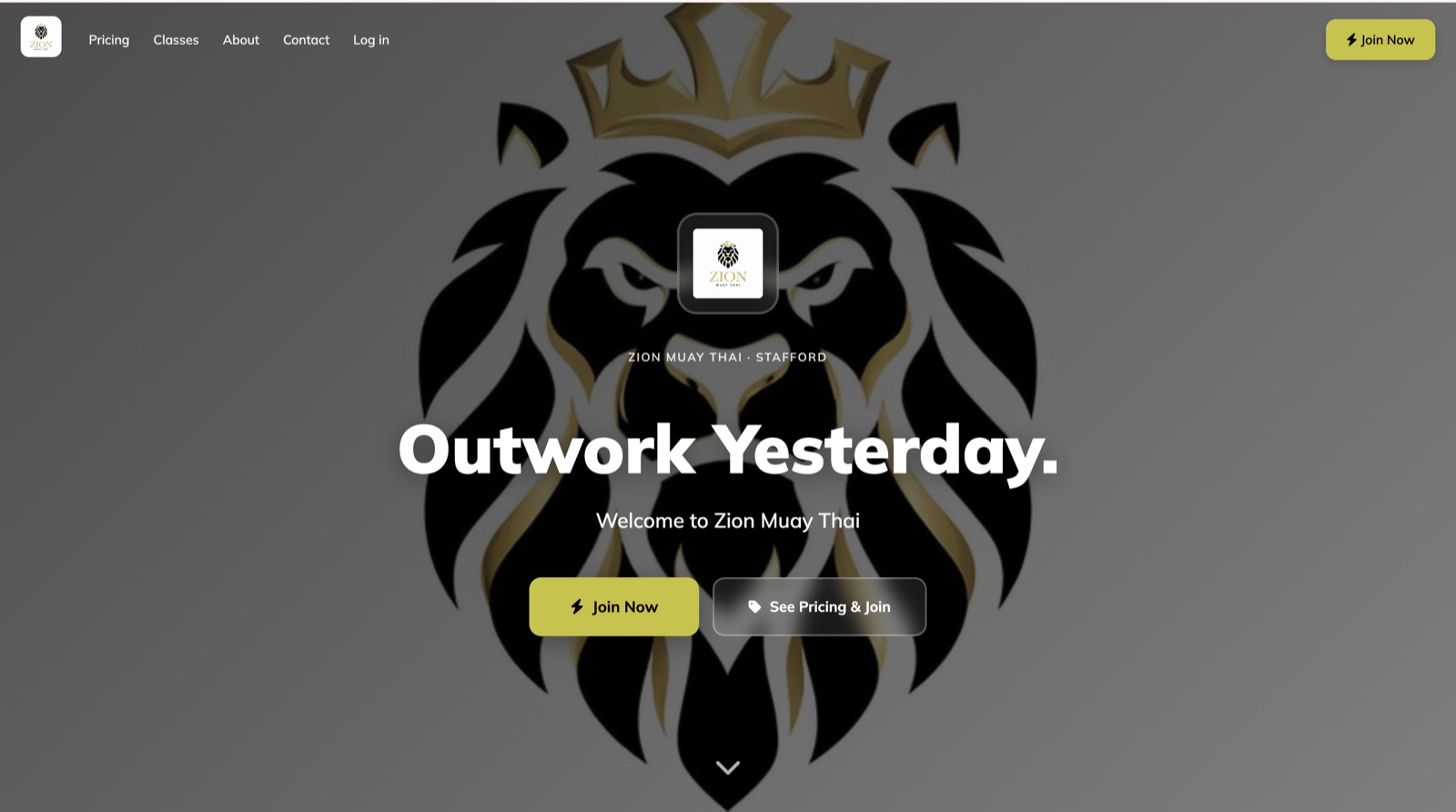 Zion Muay Thai&rsquo;s website, built free on ClubRight