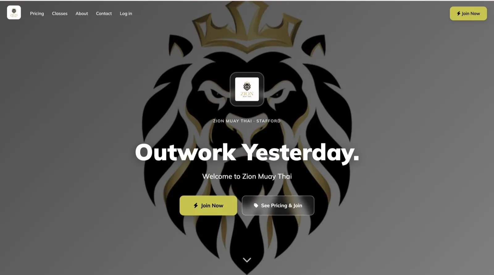Zion Muay Thai&rsquo;s website, built free on ClubRight