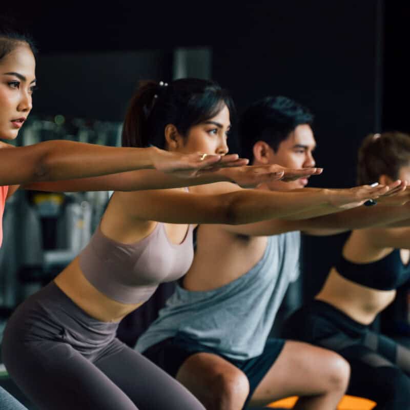 New members exercising in January after successfully joining a gym online.